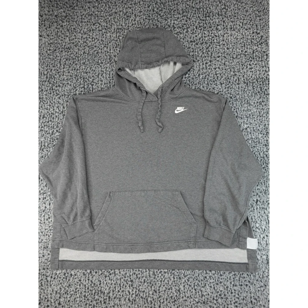 Nike Hoodie Women 3X Grey French Terry‎ High-Low Split Hem CT6681-071